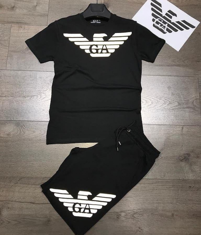 Черный спортивный костюм Armani на лето К-184