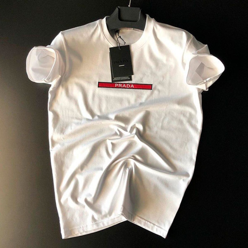 Стильна чоловіча біла брендовий футболка Prada Ф-568