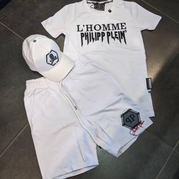Летний брендовый мужской спортивный костюм Plein (Шорты + футболка) К-195