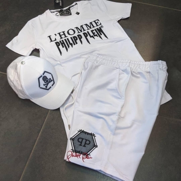 Летний брендовый мужской спортивный костюм Plein (Шорты + футболка) К-195