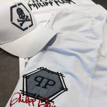 Летний брендовый мужской спортивный костюм Plein (Шорты + футболка) К-195