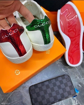 Белые летние мужские брендовые кроссовки Gucci Т-284