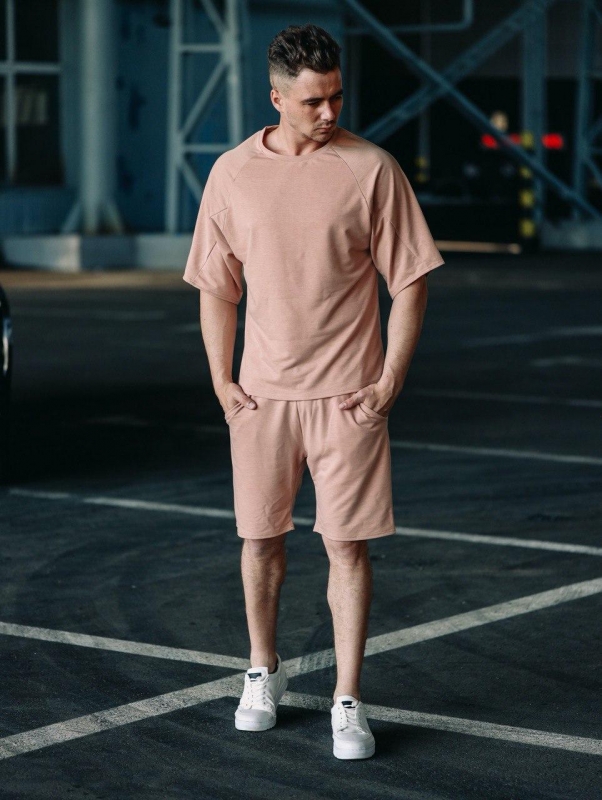 Бежевый однотонный летний комплект К-203