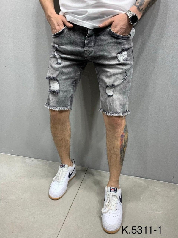 Рваные мужские джинсовые шорты с дырками С-131