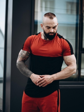 Двухцветный мужской летний комплект, шорты и футболка К-207