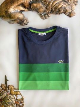 Модная белая футболка Lacoste с полосами Ф-663