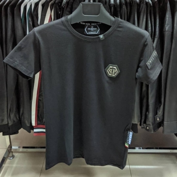 Черный летний комплект футболка и шорты Philipp Plein К-215