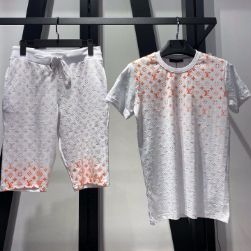 Брендовый мужской летний костюм LV (шорты и футболка) К-219