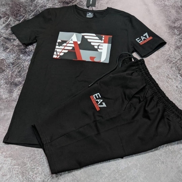 Черный мужской летний комплект Армани К-223