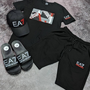 Черный мужской летний комплект Армани К-223