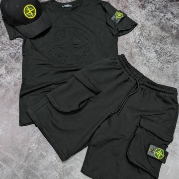 Брендовый летний комплект Stone Island (шорты и футболка) К-225