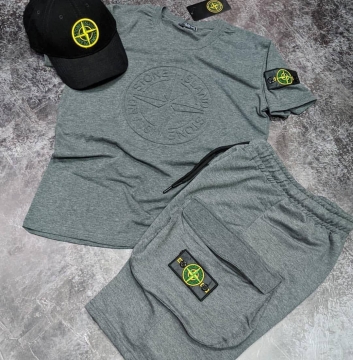 Серый летний костюм Stone island К-226