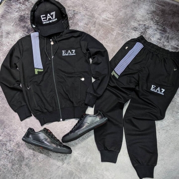 Черный мужской спортивный костюм Armani с капюшоном К-229