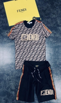 Молодежный летний костюм Fendi (шорты и футболка) К-234