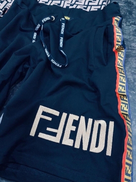 Молодежный летний костюм Fendi (шорты и футболка) К-234