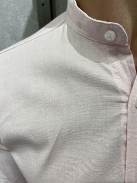 Бледно розовая мужская однотонная рубашка Р-697