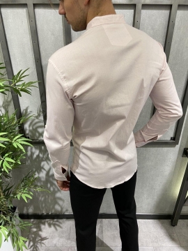 Бледно розовая мужская однотонная рубашка Р-697