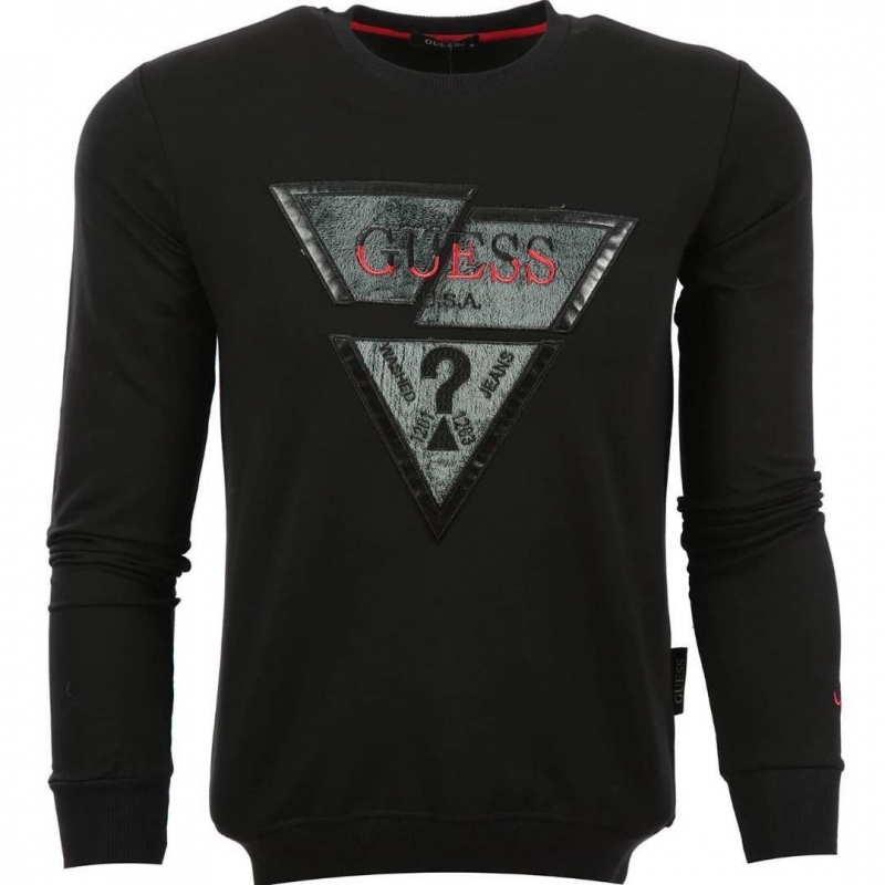 Черный мужской брендовый свитшот Guess Т-358
