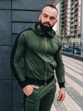 Стильный комфортный  спортивный костюм с боковыми полосами на змейке  К-247