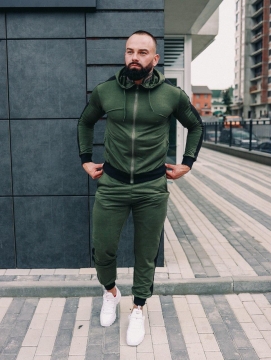 Стильный комфортный  спортивный костюм с боковыми полосами на змейке  К-247