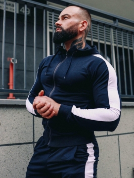 Стильный комфортный  спортивный костюм с боковыми полосами на змейке  К-247