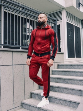 Стильный комфортный  спортивный костюм с боковыми полосами на змейке  К-247