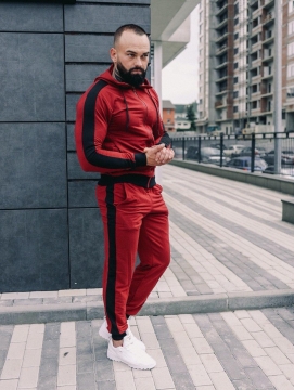 Стильный комфортный  спортивный костюм с боковыми полосами на змейке  К-247