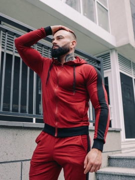 Стильный комфортный  спортивный костюм с боковыми полосами на змейке  К-247