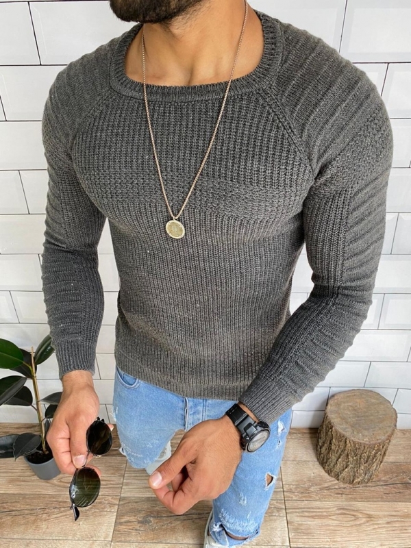 Модный мужской  серый свитер Т-390