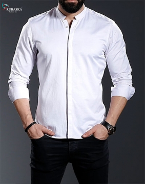 Белая однотонная мужская рубашка Р-721