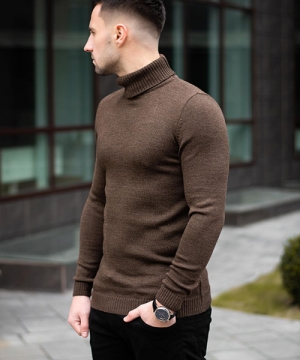 Модный мужской темно коричневый гольф Т-395