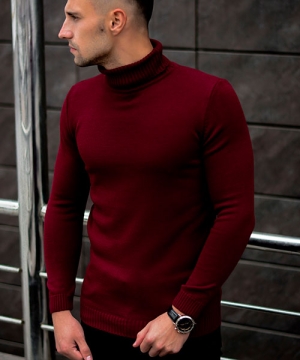 Бордовый мужской гольф Т-396