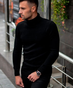 Мужской черный гольф с горлом Т-398