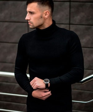 Мужской черный гольф с горлом Т-398