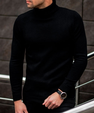 Мужской черный гольф с горлом Т-398