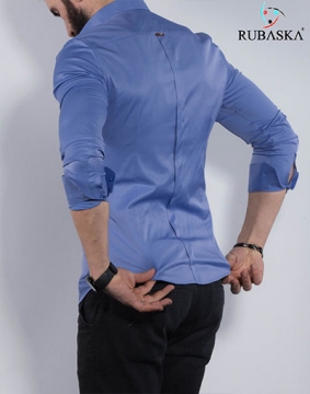 Стильная синяя мужская рубашка Р-743