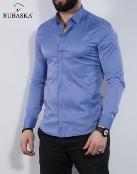 Стильная синяя мужская рубашка Р-743