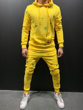 Жовтий молодіжний спортивний костюм з капюшоном (М розмір) К-249