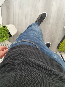 Стильний чорний чоловічий светр з ребрами Т-403