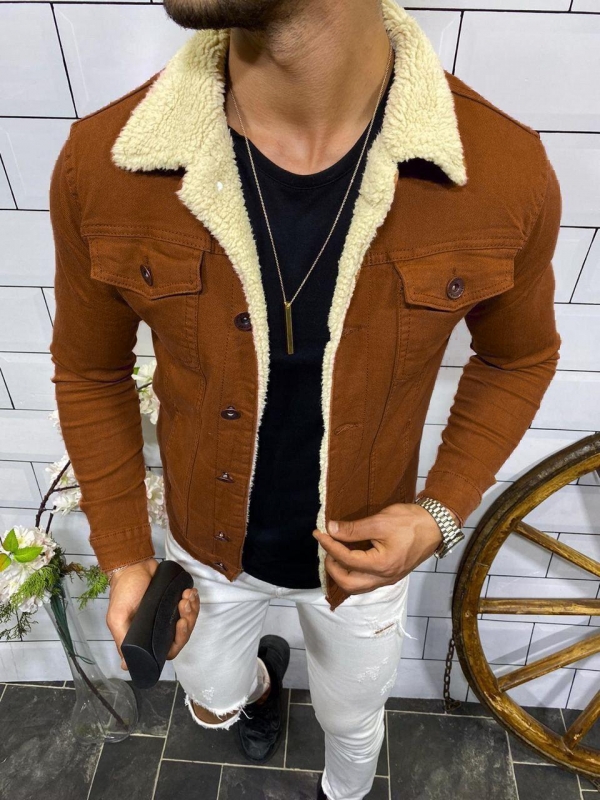 Стильный коричневый мужской пиджак П-136