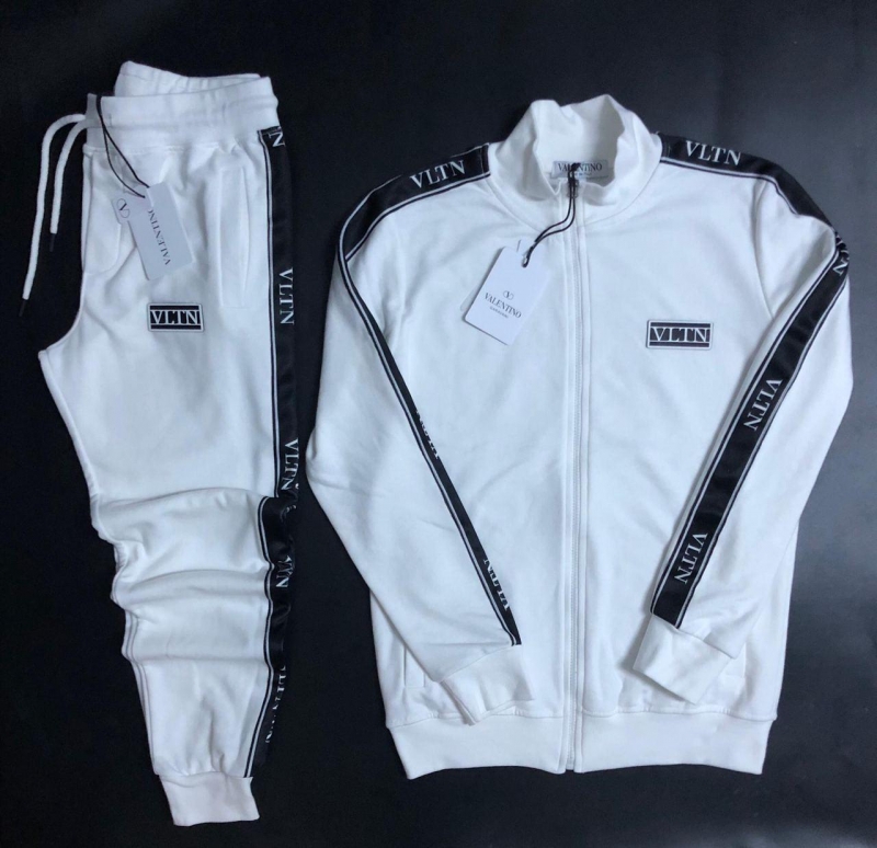 Стильный белый брендовый мужской спортивный костюм Valentino К-261