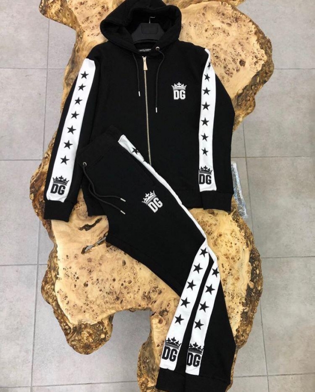 Брендовый черный мужской спортивный костюм DG К-262