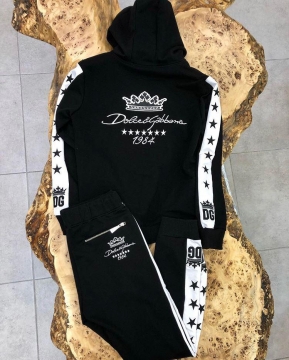 Брендовый черный мужской спортивный костюм DG К-262