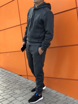 Темно серый мужской спортивный костюм с начесом EA7 К-273