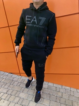 Черный мужской костюм EA7 с начесом К-273