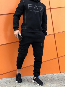 Черный мужской костюм EA7 с начесом К-273