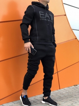 Черный мужской костюм EA7 с начесом К-273