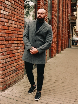 Стильное мужское пальто с начесом К-392