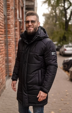 Чоловіча тепла чорна зимова куртка з капюшоном Z-305 