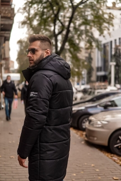 Чоловіча тепла чорна зимова куртка з капюшоном Z-305 